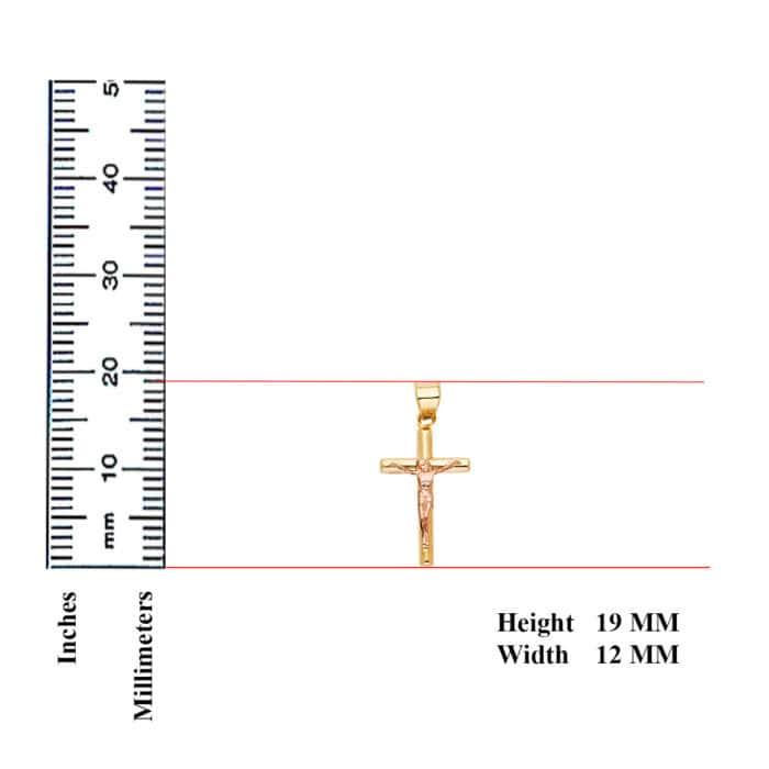 14K Two Tone Gold Religious Crucifix Pendant - Image 2