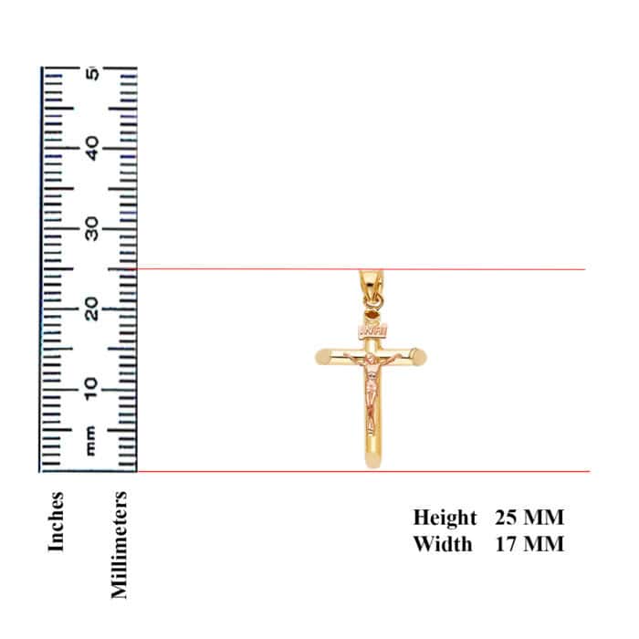 14K Two Tone Gold Religious Crucifix Pendant - Image 2