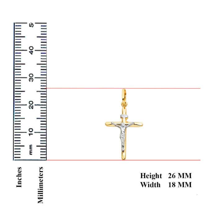 14K Two Tone Gold Crucifix Cross Religious Pendant - Image 2