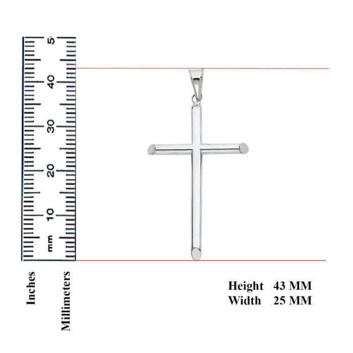 14K White Gold Classic Cross Religious Pendant - Image 3