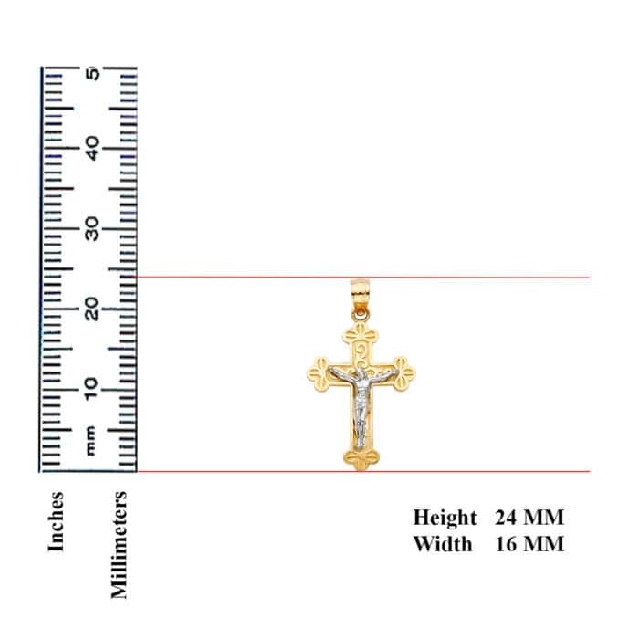 14K Two Tone Gold Jesus Crucifix Cross Religious Pendant - Image 2