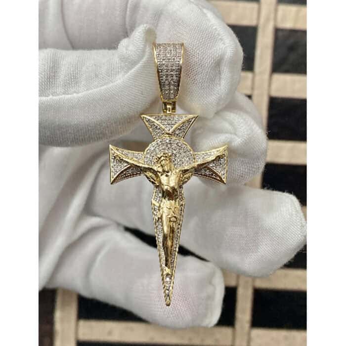 10k Yellow Gold Diamond 0.25ct Jesus Cross Mariner Charm Anchor Crucifix Diamond Pendant- custom jewelry - Image 9
