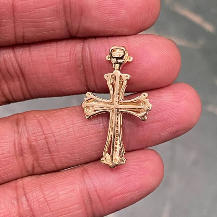 DIAMOND CROSS 0.16 CT pendant cross pendant/Mens and Women Diamond Pendant 10kt Yellow Gold Small Cross top diamonds/Crazy diamond pendant - Image 5