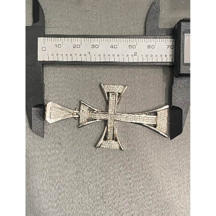 DIAMOND CROSS 2CT pendant cross pendant/Mens Diamond Pendant 14kt White Gold huge Cross top diamonds/Crazy diamond pendant 17.95 grams - Image 6