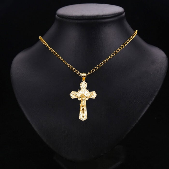 14K Yellow Gold Crucifix Cross Pendant - Image 3
