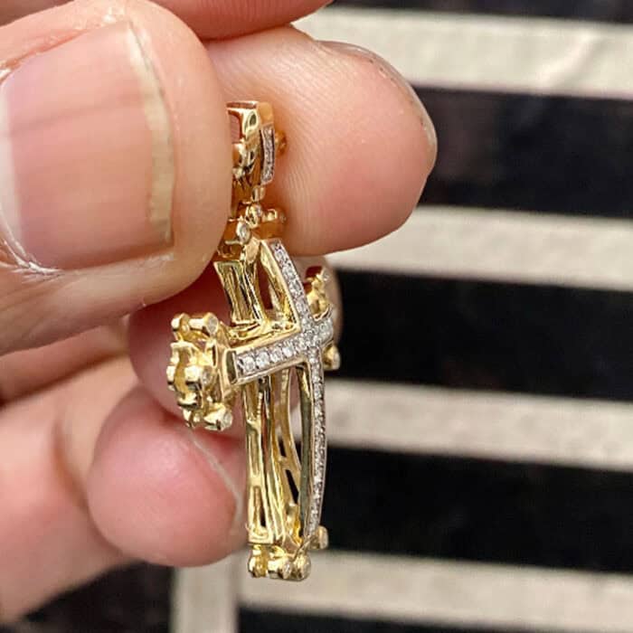 DIAMOND CROSS 0.16 CT pendant cross pendant/Mens and Women Diamond Pendant 10kt Yellow Gold Small Cross top diamonds/Crazy diamond pendant - Image 6