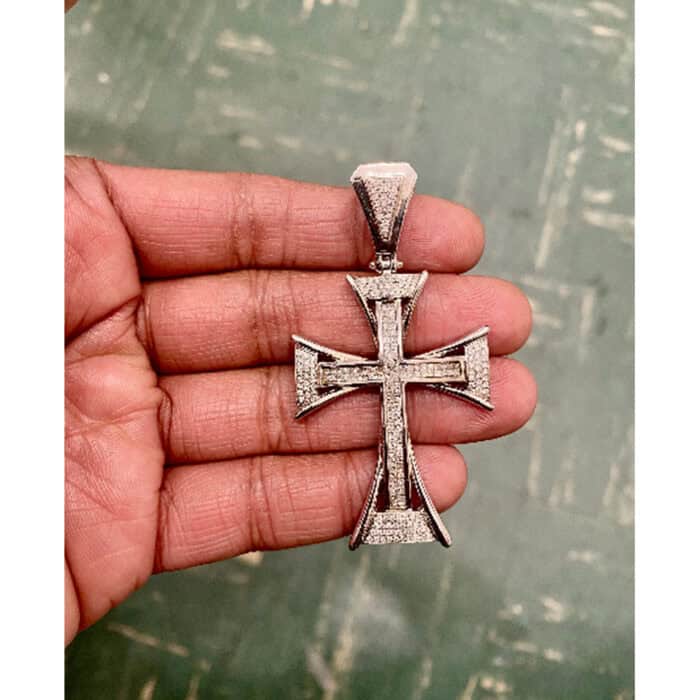 DIAMOND CROSS 2CT pendant cross pendant/Mens Diamond Pendant 14kt White Gold huge Cross top diamonds/Crazy diamond pendant 17.95 grams - Image 2