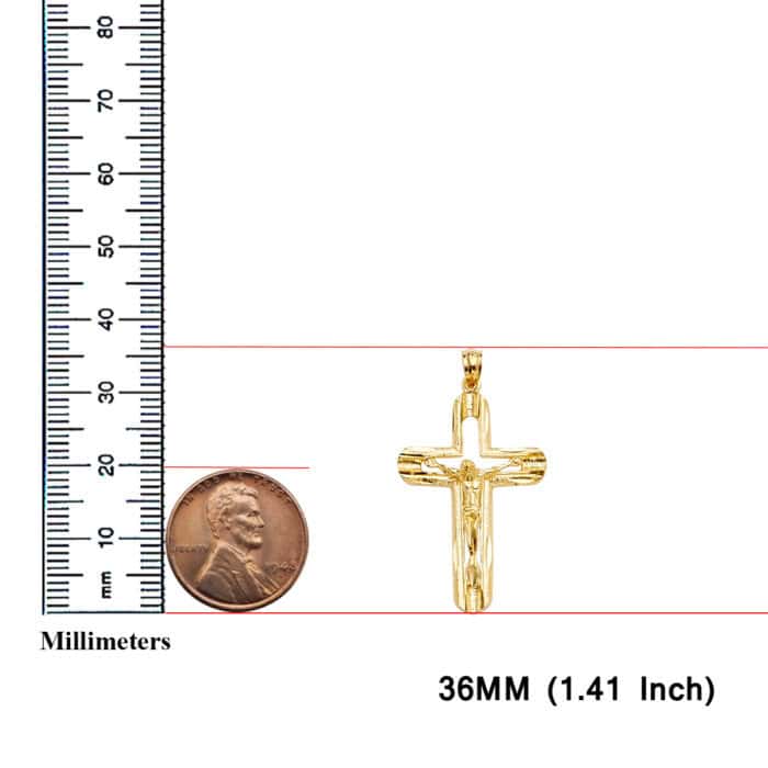 14K Yellow Gold Crucifix Cross Pendant - Image 3