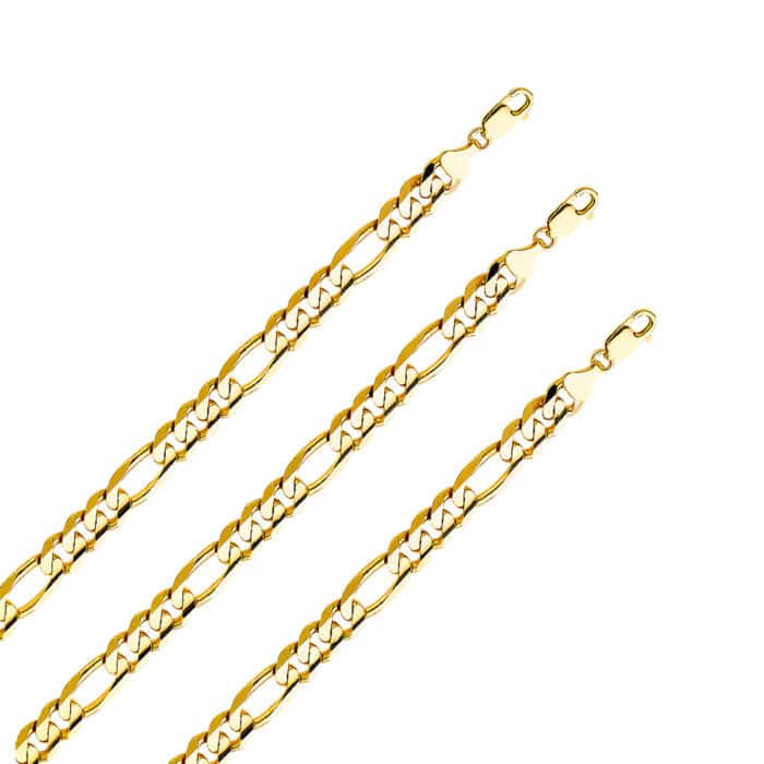 14K Yellow Gold 9.5 mm Figaro 3+1 Concave Chain - Image 2