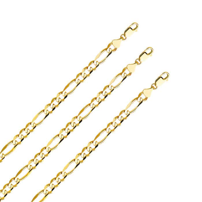 14K Yellow Gold 8.6mm Figaro 3+1 Concave Chain - Image 2