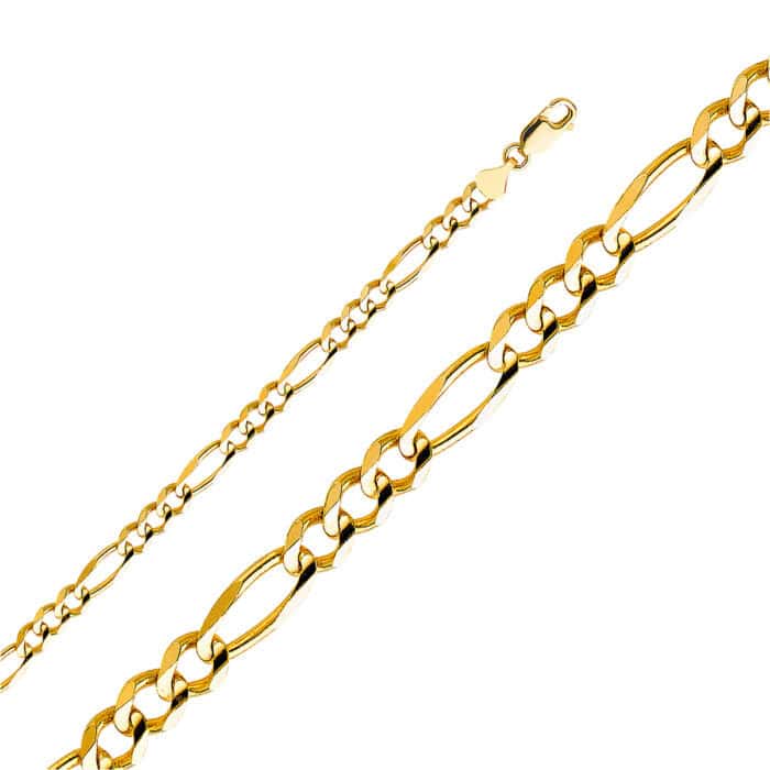 14K Yellow Gold 6 mm Figaro 3+1 Concave Chain