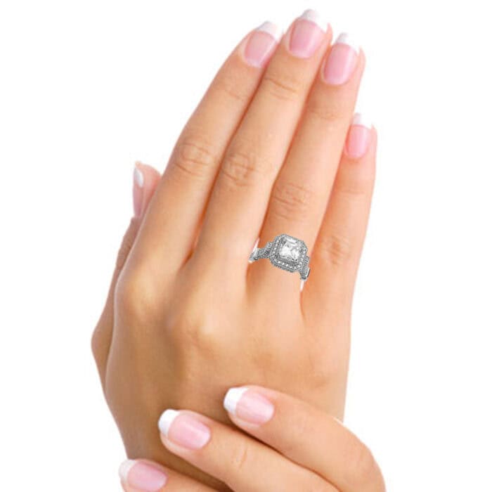 14K White Gold Cubic Zirconia Engagement Ring - Image 2