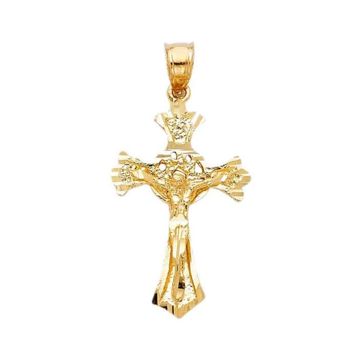 14K Yellow Gold Religious Crucifix Pendant