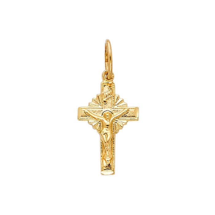 14K Yellow Gold Religious Crucifix Pendant