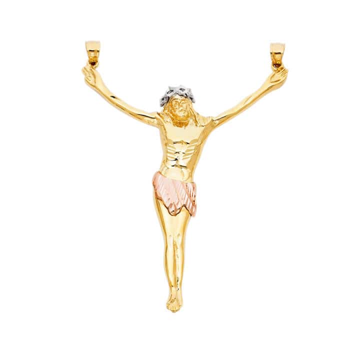 14K Tri Color Gold Religious Jesus Christ Body Pendant