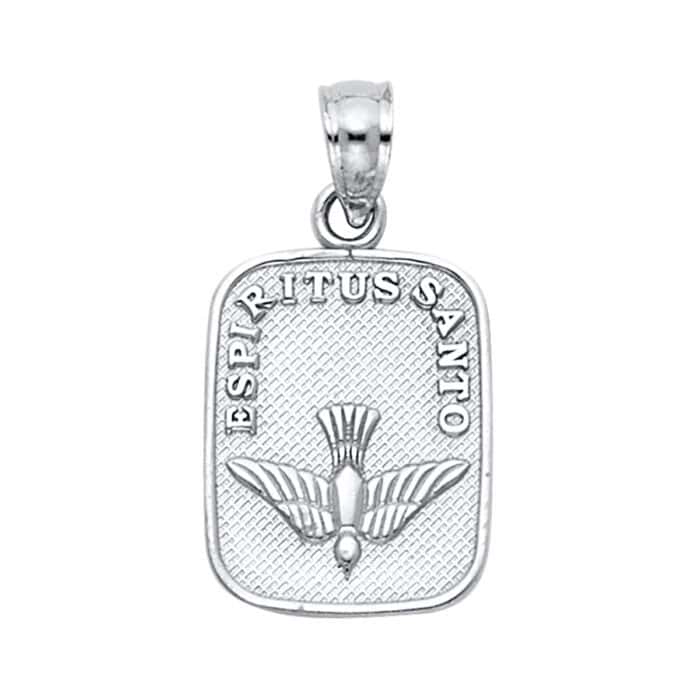 14K White Gold Religious Holy Spirit Dove Pendant