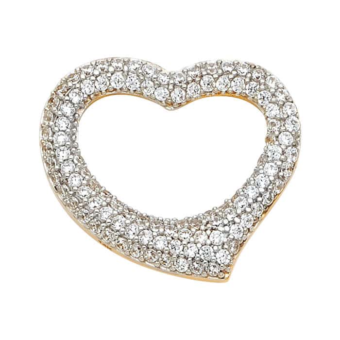 14K Yellow Gold Cubic Zirconia Gold Heart Pendant