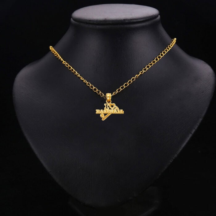 14K Yellow Gold I Love BaseBall Pendant - Image 3