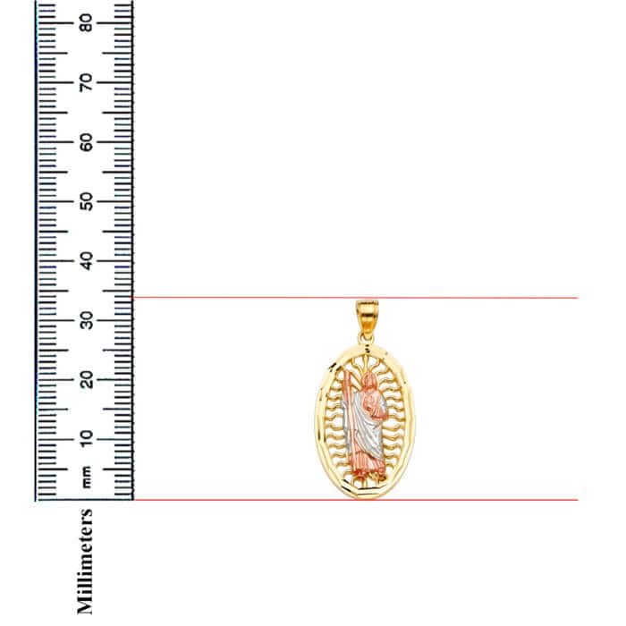 14K Tri Color Gold San Judas Pendant - Image 2