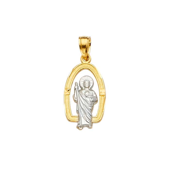 14K Two Tone Gold San Judas Pendant