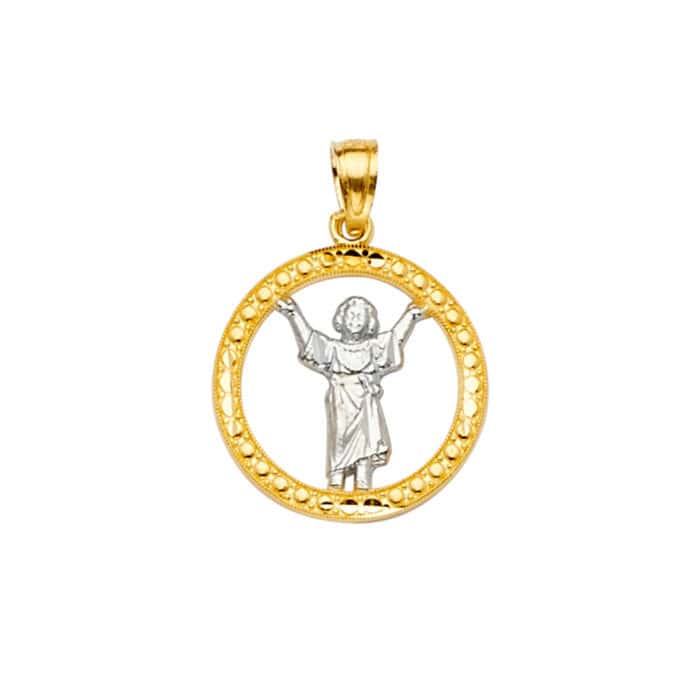 14K Two Tone Gold Baby Jesus Pendant