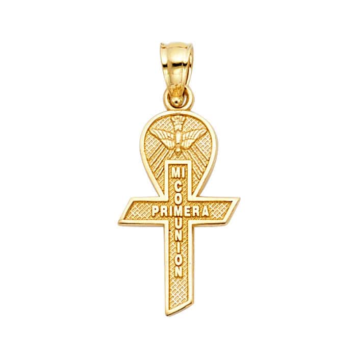 14K Yellow Gold Cross Religious Pendant