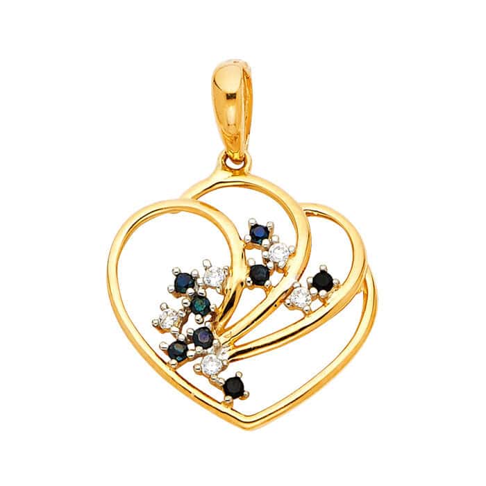 14K Yellow Gold Cubic Zirconia Gold Heart Pendant