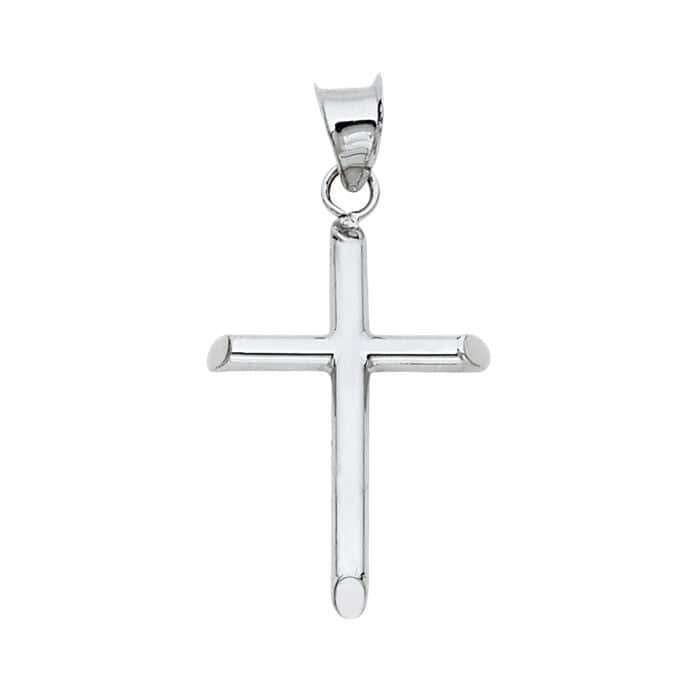 14K White Gold Religious Cross Pendant