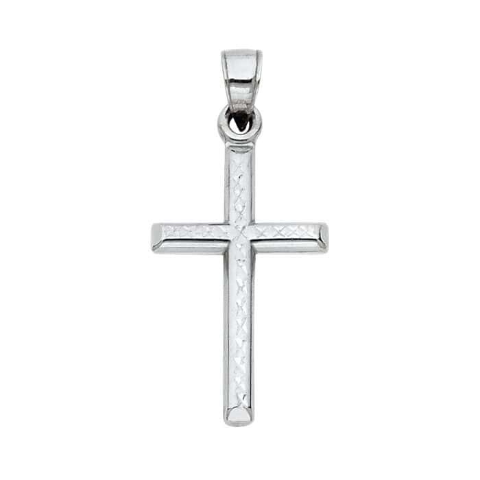14K White Gold Religious Cross Pendant