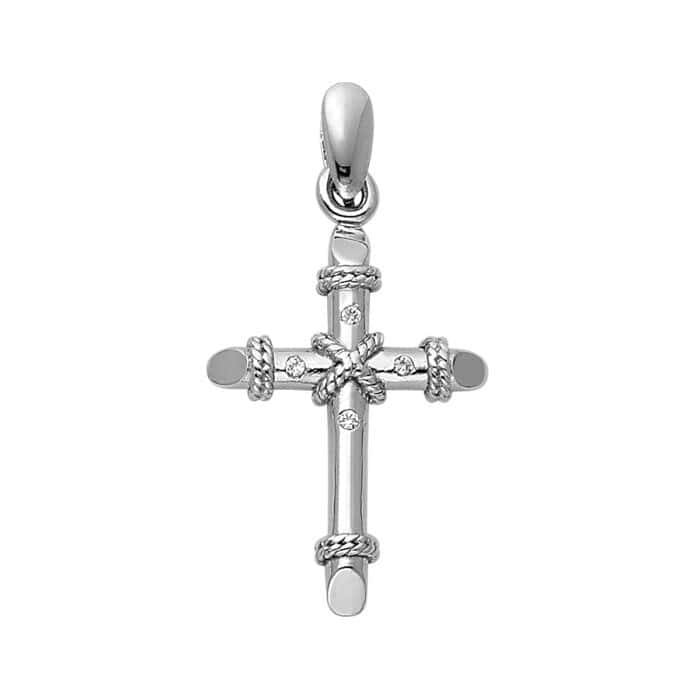 14K White Gold Religious Cross Pendant