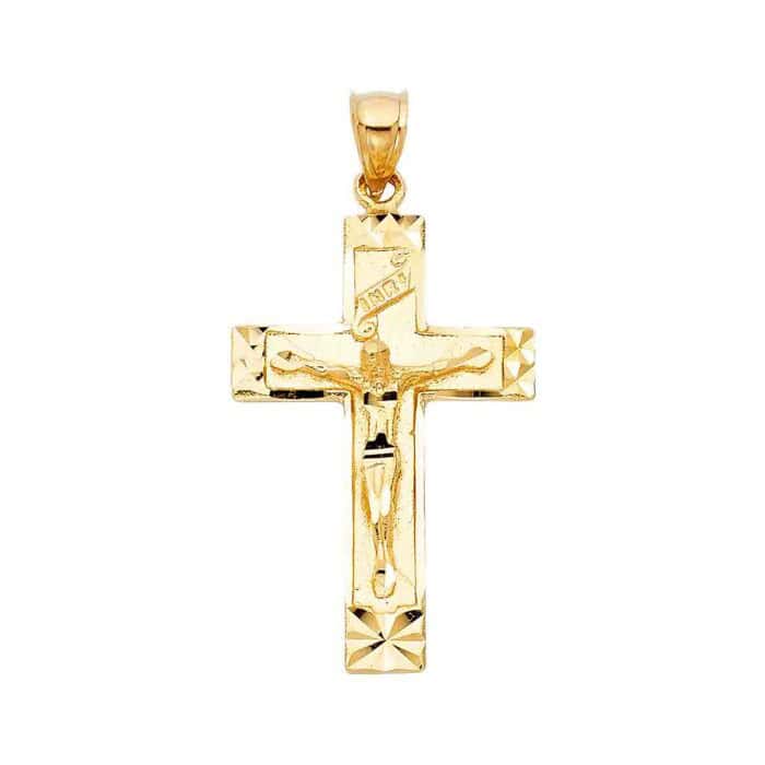 14K Yellow Gold Religious Crucifix Pendant