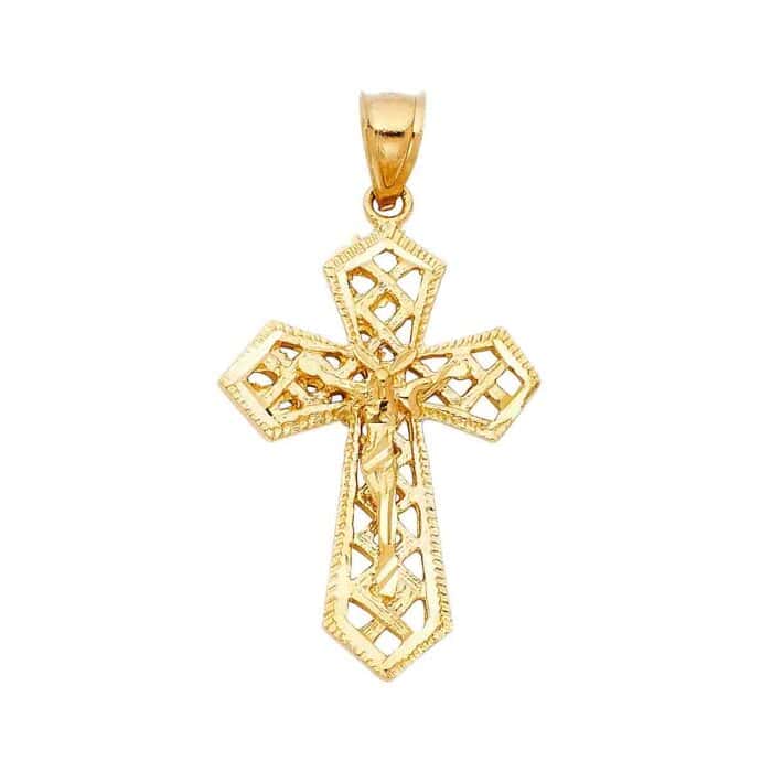 14K Yellow Gold Religious Crucifix Pendant