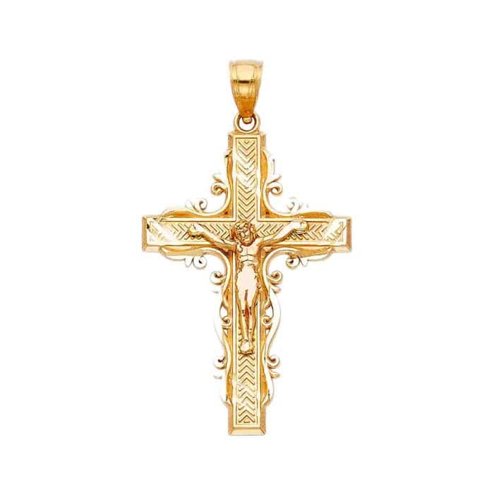 14K Yellow Gold Religious Crucifix Pendant