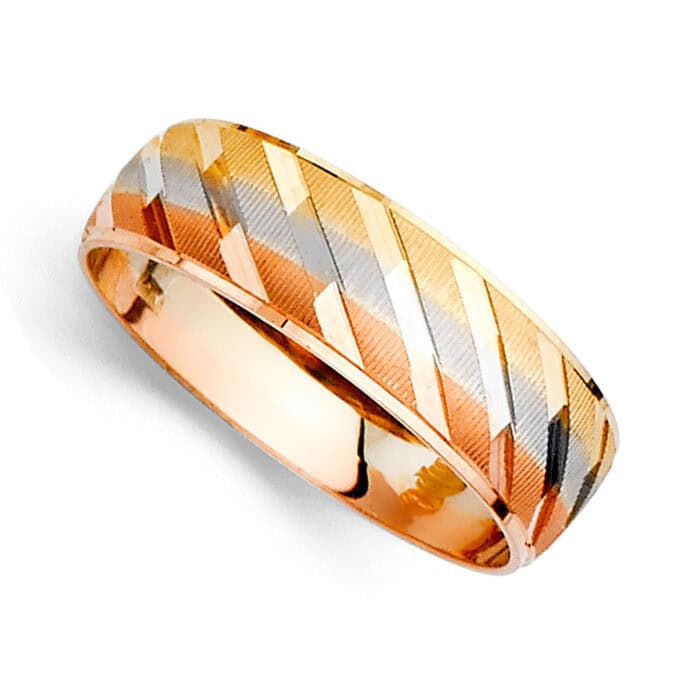 14K Tri Color Gold Men's Wedding Band - Image 4