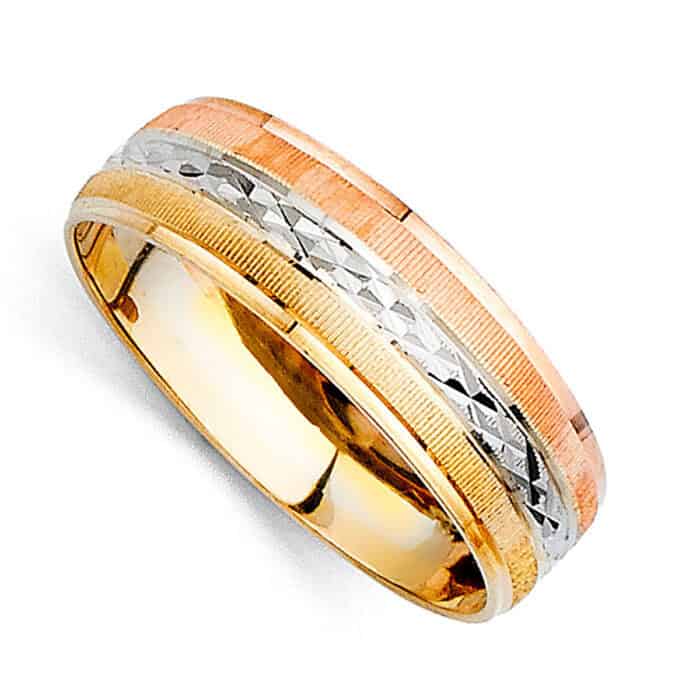 14K Tri Color Gold Men's Wedding Band - Image 4