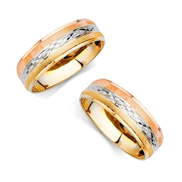 14K Tri Color Gold Men's Wedding Band - Image 3