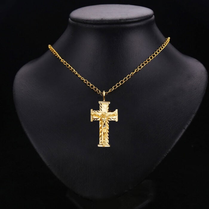 14K Yellow Gold Crucifix Cross Pendant - Image 2
