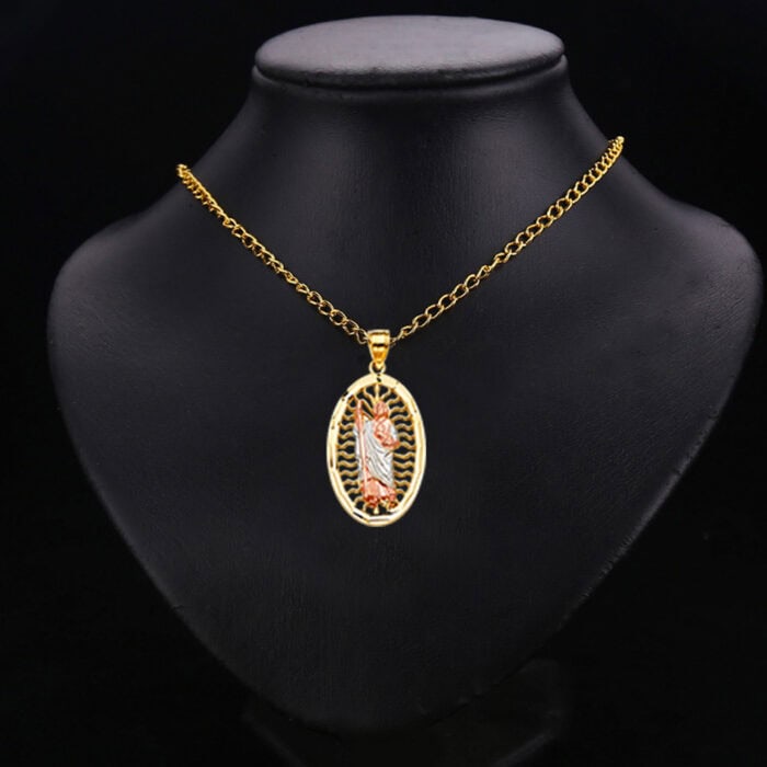 14K Tri Color Gold San Judas Pendant - Image 3