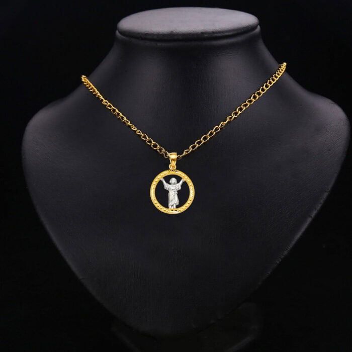 14K Two Tone Gold Baby Jesus Pendant - Image 3