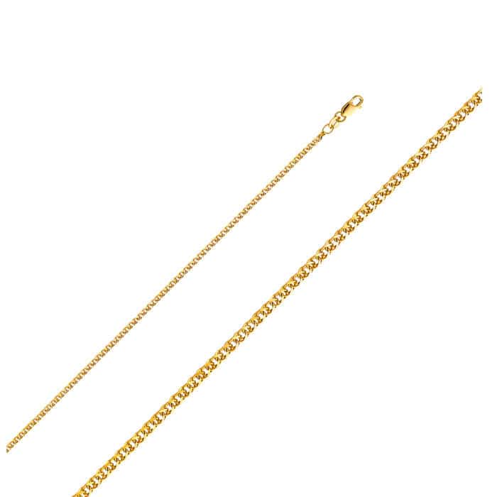14K Yellow Gold 1.7 mm Flat Open Wheat Chain