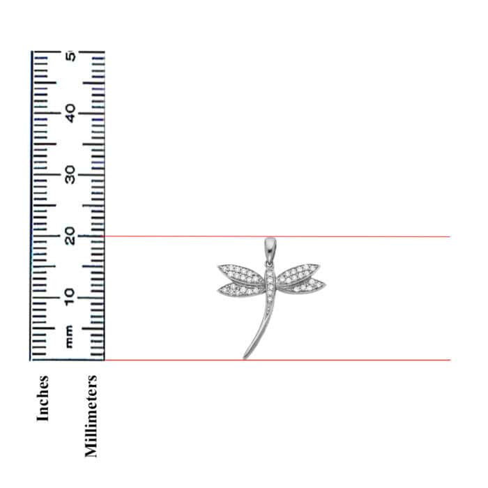 14K White Gold Cubic Zirconia Dragonfly Pendant - Image 3