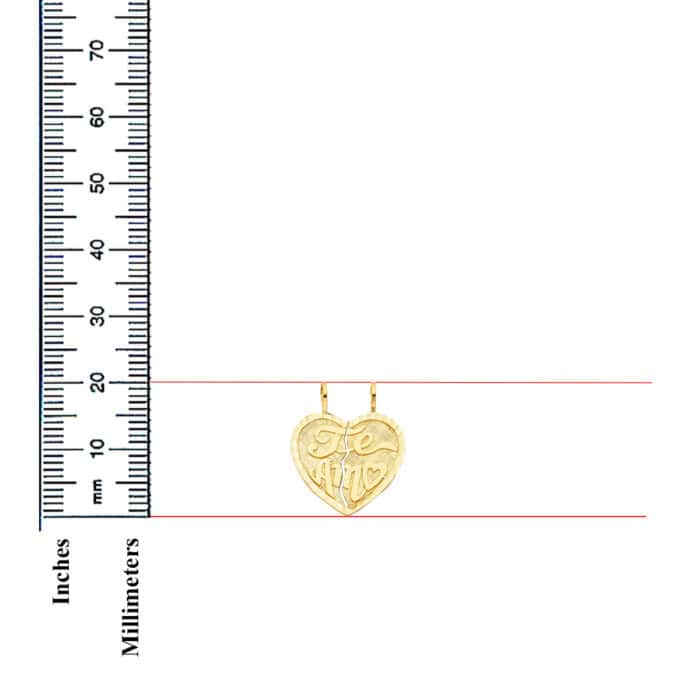 14K Yellow Gold Teamo Heart 2 Piece Pendant - Image 3