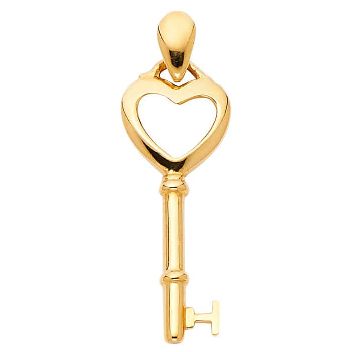 14K Yellow Gold Key to My Heart Pendant