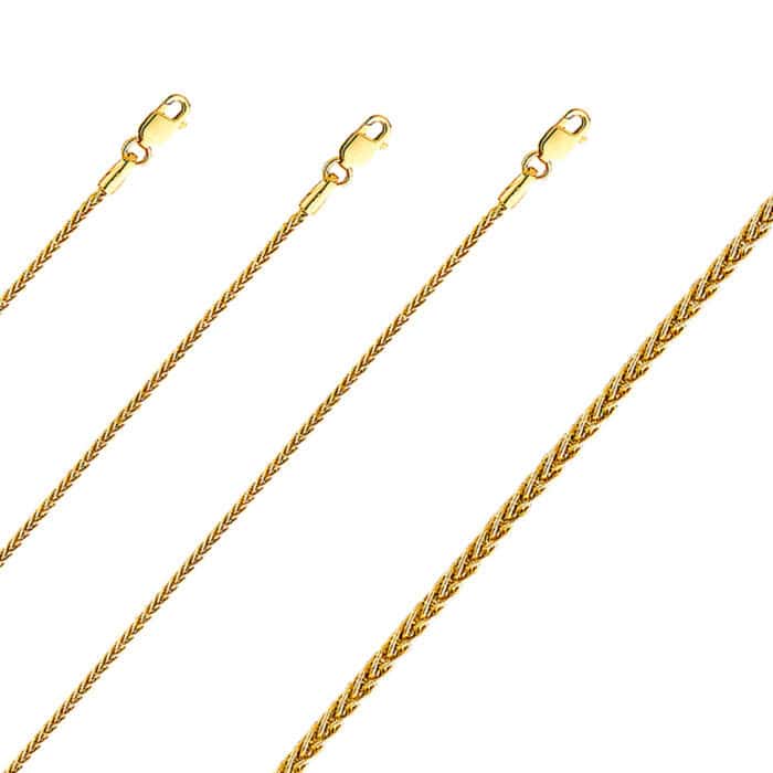 14K Yellow Gold 1.4 mm Round Wheat Chain - Image 2