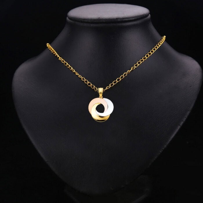 14K Tri  Color Gold Love Circle Pendant - Image 2