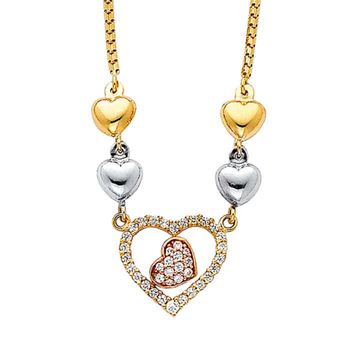 14K Yellow Gold Cubic Zirconia Fashion Necklaces - 17" - Image 2