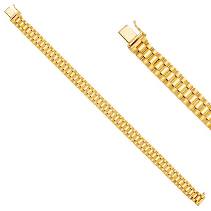 14K Yellow Gold Fancy Rolex type Bracelet - 8.25" - Image 2