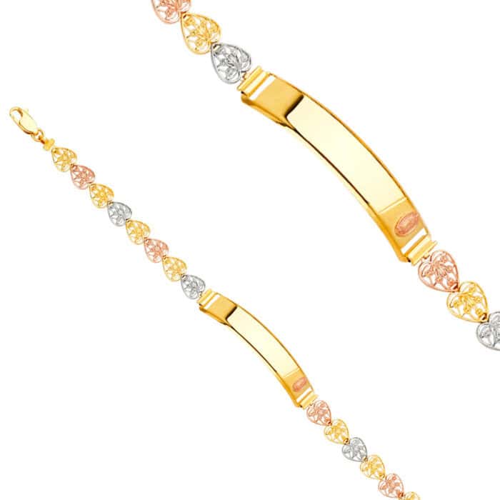 14K Tri Color Gold Guadalupe ID Bracelet - 7.5" - Image 2
