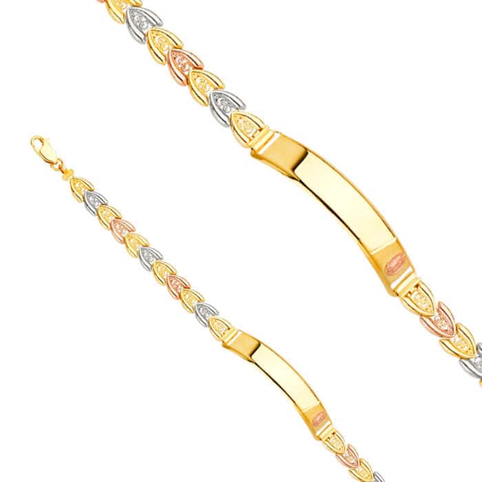 14K Tri Color Guadalupe ID Bracelet - 7.5" - Image 2