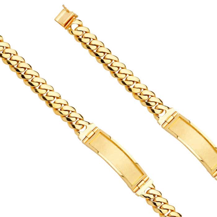 14K Yellow Gold Solid Link ID Bracelet - 8.5" - Image 2